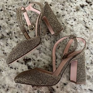 EUC J Crew Gold Block Heels size 8